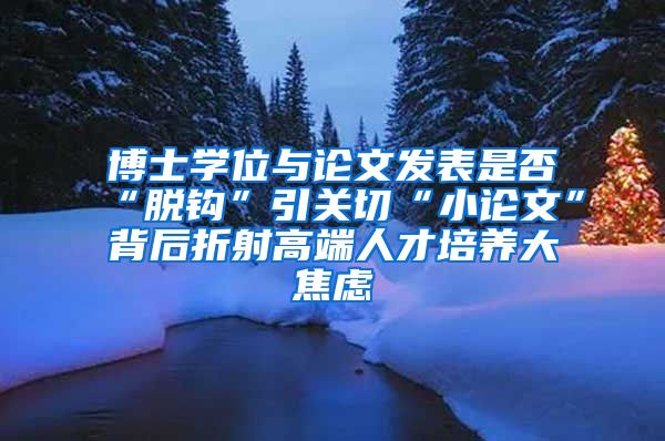 博士学位与论文发表是否“脱钩”引关切“小论文”背后折射高端人才培养大焦虑