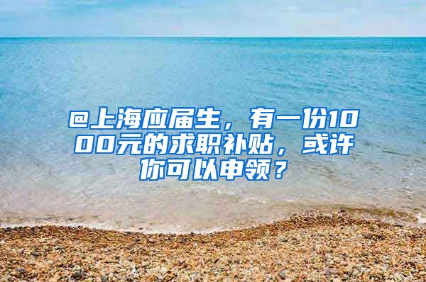 @上海应届生，有一份1000元的求职补贴，或许你可以申领？