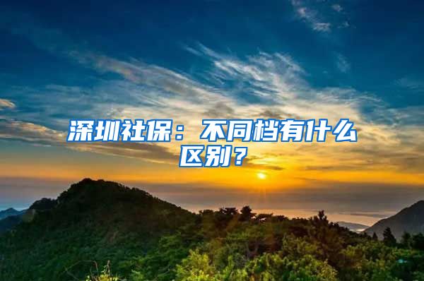 深圳社保：不同档有什么区别？