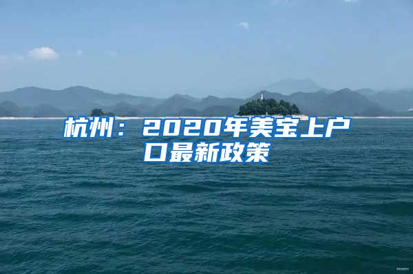 杭州：2020年美宝上户口最新政策