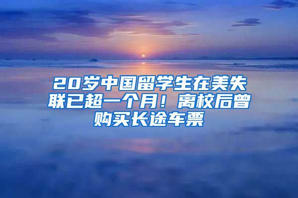 20岁中国留学生在美失联已超一个月！离校后曾购买长途车票