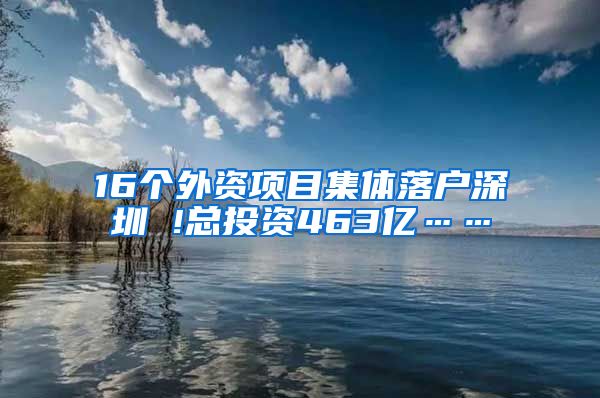 16个外资项目集体落户深圳 !总投资463亿……