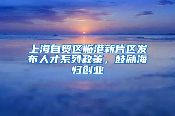 上海自贸区临港新片区发布人才系列政策，鼓励海归创业