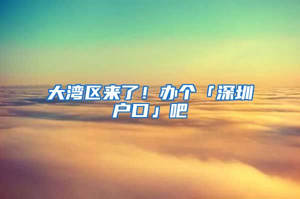 大湾区来了！办个「深圳户口」吧