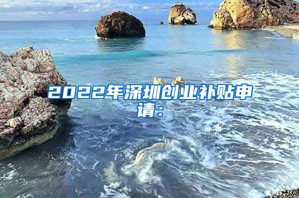 2022年深圳创业补贴申请：